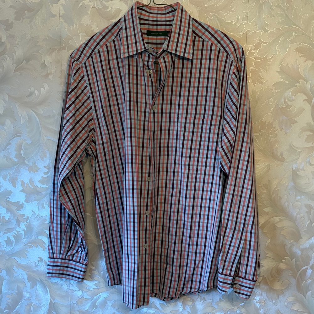 Ermenegildo Zegna Blue and Red Striped Shirt